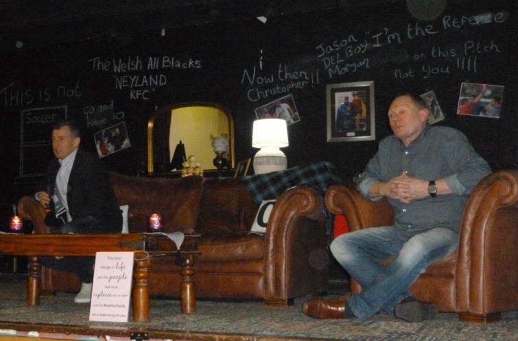 ?Nigel Owens and Charlie Watts on stage